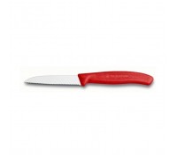 Кухонний ніж Victorinox SwissClassic для овощей 8см, волнистое лезвие, красный (6.7431)