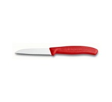 Кухонний ніж Victorinox SwissClassic для овощей 8см, волнистое лезвие, красный (6.7431)