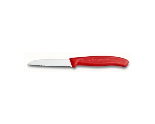 Кухонний ніж Victorinox SwissClassic для овощей 8см, волнистое лезвие, красный (6.7431)