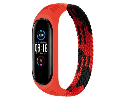 Ремінець до фітнес браслета BeCover Elastic Nylon Style для Xiaomi Mi Smart Band 5/6 (Size L) Black-Red (706157)