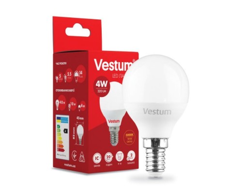 Лампочка Vestum G45 4W 3000K 220V E14 (1-VS-1208)