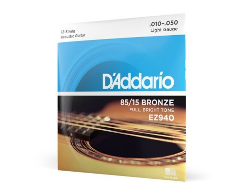 Струни для гітари D'Addario 85/15 Bronze Light 12-String (10-50) (EZ940)