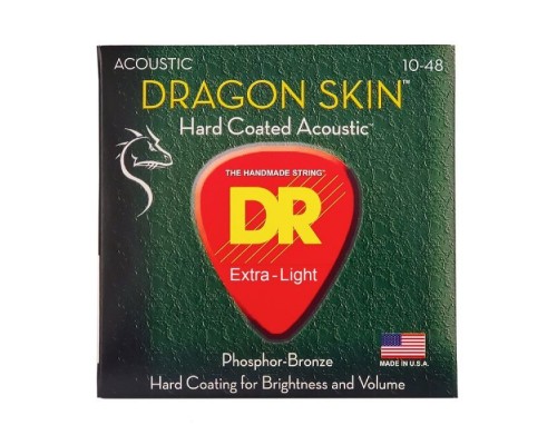 Струни для гітари DR Strings DRAGON SKIN Acoustic - Extra Light (10-48) (DSA-10)