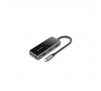 Концентратор Vention USB 3.1 Type-C to 4хUSB 3.0/PD 87W 5-in-1 Gray Mirrored Surface (TFDHB)