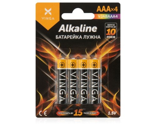 Батарейка AAA LR03 Alkaline 4pcs Blister Vinga (VJABAAA4)