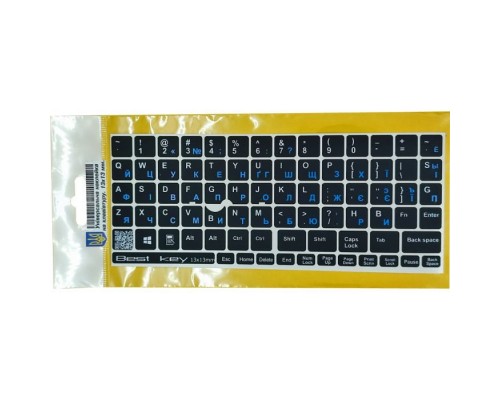 Наклейка на клавіатуру BestKey непрозора чорна, 76, синій (BKU13BLU/013)
