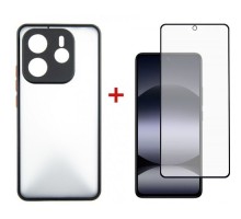 Чохол до мобільного телефона Dengos Kit Xiaomi Redmi Note 14 case Matte + glass (Black) (DG-KM-127)
