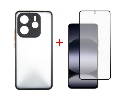 Чохол до мобільного телефона Dengos Kit Xiaomi Redmi Note 14 case Matte + glass (Black) (DG-KM-127)