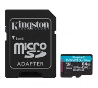 Карта пам'яті Kingston 64GB microSDXC сlass 10 UHS-I U3 V30 A2 Canvas Go Plus G4 (SDCG4/64GB)