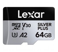 Карта пам'яті Lexar 64GB microSDXC class 10 UHS-I U3 V30 A2 Professional Silver (LMSSIPL064G-BNANG)