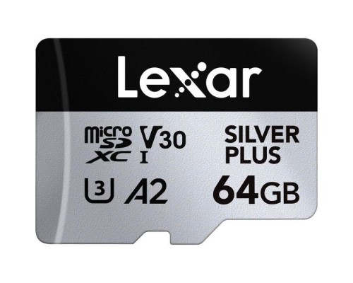 Карта пам'яті Lexar 64GB microSDXC class 10 UHS-I U3 V30 A2 Professional Silver (LMSSIPL064G-BNANG)