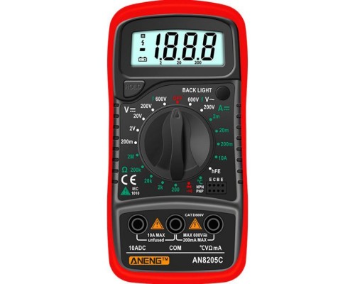 Цифровий мультиметр ANENG AN8205C, V, A, R, T, функция hFE (AN8205C)