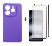 Чохол до мобільного телефона Dengos Kit Xiaomi Redmi Note 14 5G Carbon + 2 pcs glass (Purple) (DG-CTG2P-10)