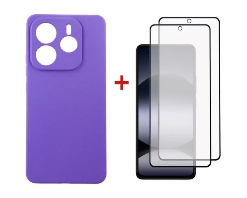 Чохол до мобільного телефона Dengos Kit Xiaomi Redmi Note 14 5G Carbon + 2 pcs glass (Purple) (DG-CTG2P-10)