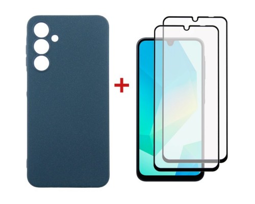Чохол до мобільного телефона Dengos Samsung Galaxy A16 Carbon + glass 2pcs (Blue) (DG-CTG2P-07)