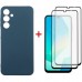 Чохол до мобільного телефона Dengos Samsung Galaxy A16 Carbon + glass 2pcs (Blue) (DG-CTG2P-07)