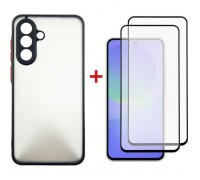Чохол до мобільного телефона Dengos Samsung Galaxy A36 Matte + glass 2pcs (Black) (DG-CTG2P-15)