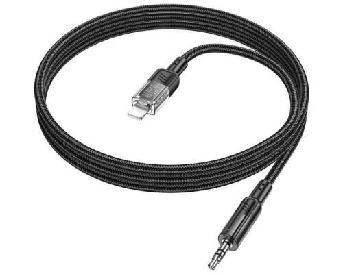 Кабель мультимедійний Lightning to 3.5mm M 1.0m UPA27 Spirit transparent Black HOCO (6942007612524)