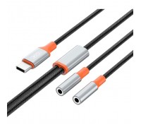 Перехідник USB-C to 2x3.5mm F 1.0m NB-R269B black XO (NB-R269B.black)