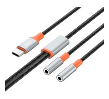 Перехідник USB-C to 2x3.5mm F 1.0m NB-R269B black XO (NB-R269B.black)