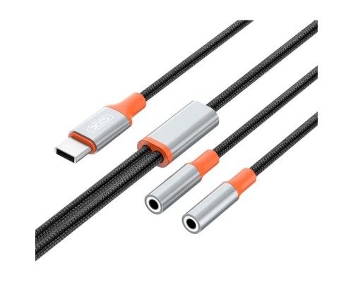Перехідник USB-C to 2x3.5mm F 1.0m NB-R269B black XO (NB-R269B.black)