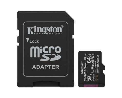 Карта пам'яті Kingston 64GB microSDXC class 10 UHS-I V10 A1 Canvas Select Plus (SDCS3/64GB)