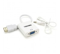 Перехідник HDMI M to VGA F + Audio 0.25m white VEGGIEG (YT-C-H-V2W)