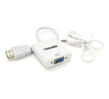 Перехідник HDMI M to VGA F + Audio 0.25m white VEGGIEG (YT-C-H-V2W)
