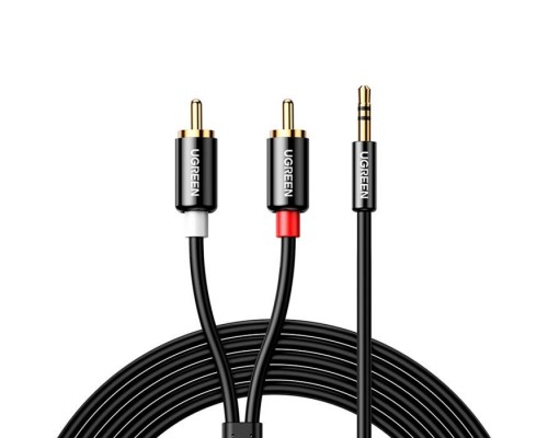 Кабель мультимедійний 3.5mm M to 2xRCA M 5.0m AV116 black Ugreen (10591)