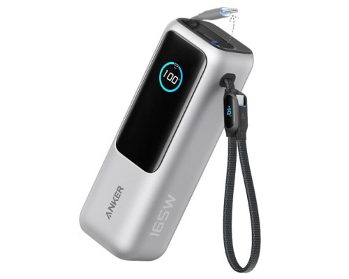 Батарея універсальна Anker 25000mAh, 165W, PD/3/0, QC/3/0, Built-In Double USB-C Cables, silver (A1695H41)