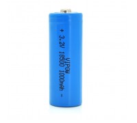 Акумулятор 18500 1000mAh, LiFePO4, TipTop, 3.2V, Blue Vipow (IFR18500-600mAhTT)