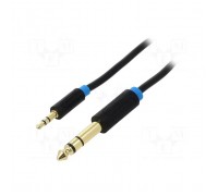 Кабель мультимедійний 3.5mm M to 6.35mm M 0.5m black Vention (BABBD)