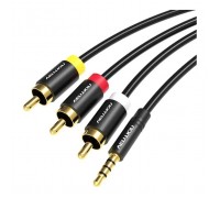 Кабель мультимедійний 3.5mm M to 3xRCA M 1.5m AV black Vention (VAB-R07-B150)