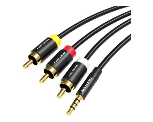 Кабель мультимедійний 3.5mm M to 3xRCA M 1.5m AV black Vention (VAB-R07-B150)