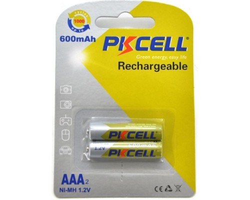 Акумулятор PkCell AAA R03 600mAh 1.2V NiMH Rechargeable Battery, 2шт/бл (PC/AAA600-2BR)