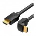 Кабель мультимедійний HDMI M to HDMI M 2.0m V2.0 4K60Hz 90° corner PVC black Vention (AARBH)