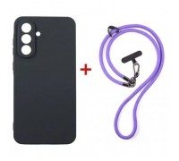 Чохол до мобільного телефона Dengos Case + Cross-body Strap Samsung Galaxy A37 Black+Purple (DG-KM-CCRB-02)