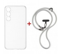 Чохол до мобільного телефона Dengos Case + Cross-body Strap Samsung Galaxy S25 FE Clear+Grey (DG-KM-CCRB-26)