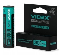 Акумулятор 18650 3000mAh Li-Ion, protect, color box/1шт Videx (18650-P/3000/1CB)