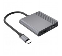 Перехідник USB-C M to HDMI F + DisplayPort F 4K60Hz Cablexpert (A-CM-HDMIFDPF-01)