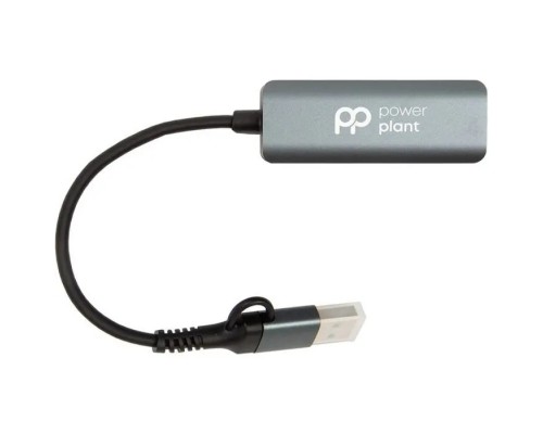 Перехідник PowerPlant USB-C to RJ45 Ethernet 1000Mbps (CA917266)