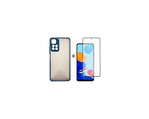 Чохол до мобільного телефона Dengos Kit for Xiaomi Redmi Note 11 Pro case + glass (Blue) (DG-KM-31)