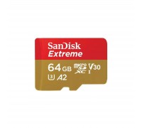 Карта пам'яті SanDisk 64GB microSDXC UHS-I U3 V30 A2 Extreme (SDSQXAH-064G-GN6GN)