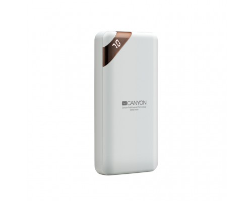 Батарея універсальна Canyon 20000mAh, Inp. 5V/2A, Output 5V/2.1A(Max), White (CNE-CPBP20W)