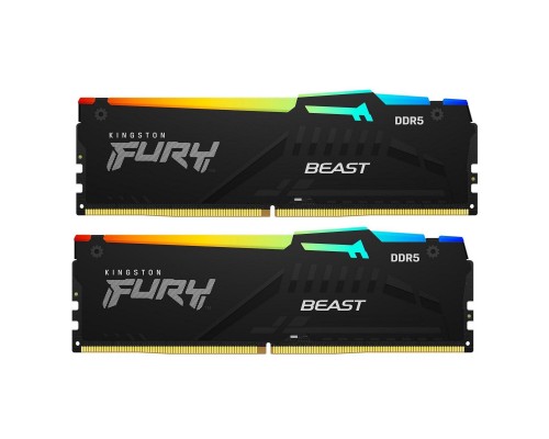 Модуль пам'яті для комп'ютера DDR5 16GB (2x8GB) 5600 MHz Beast RGB Kingston Fury (ex.HyperX) (KF556C40BBAK2-16)