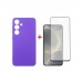 Чохол до мобільного телефона Dengos Samsung Galaxy S24 Carbon + glass Purple (DG-KM-102)