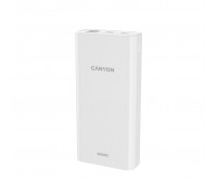 Батарея універсальна Canyon 20000mAh, Input 5V/2A, Output 5V/2.1A(Max), White (CNE-CPB2001W)