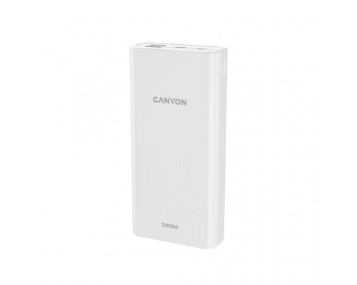 Батарея універсальна Canyon 20000mAh, Input 5V/2A, Output 5V/2.1A(Max), White (CNE-CPB2001W)