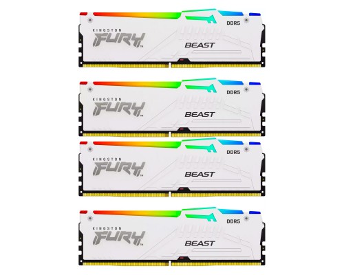 Модуль пам'яті для комп'ютера DDR5 128GB (4x32GB) 5600 MHz FURY Beast RGB White Kingston Fury (ex.HyperX) (KF556C40BWAK4-128)