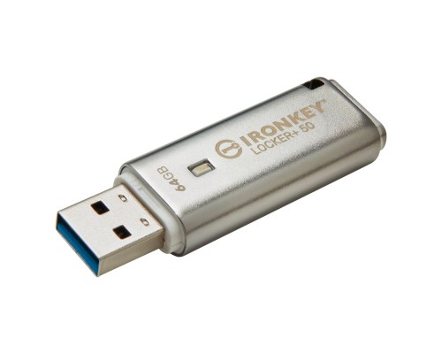 USB флеш накопичувач Kingston 64GB IronKey Locker Plus 50 AES Encrypted USB 3.2 (IKLP50/64GB)